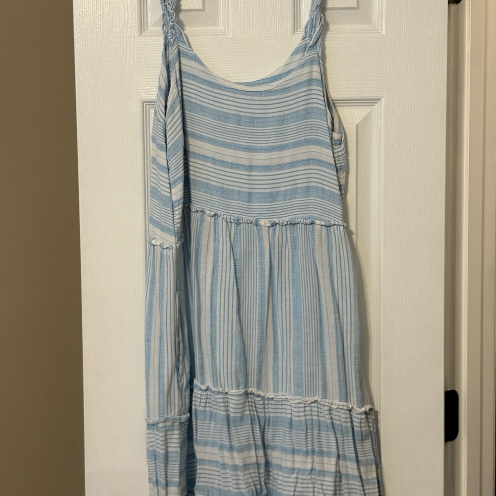 Time and Tru Light Blue and White Striped Dress